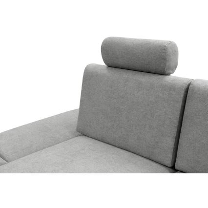 Sofá-cama de canto estofado AVESTA em L com espaço de arrumação — versão esquerda, cinzento