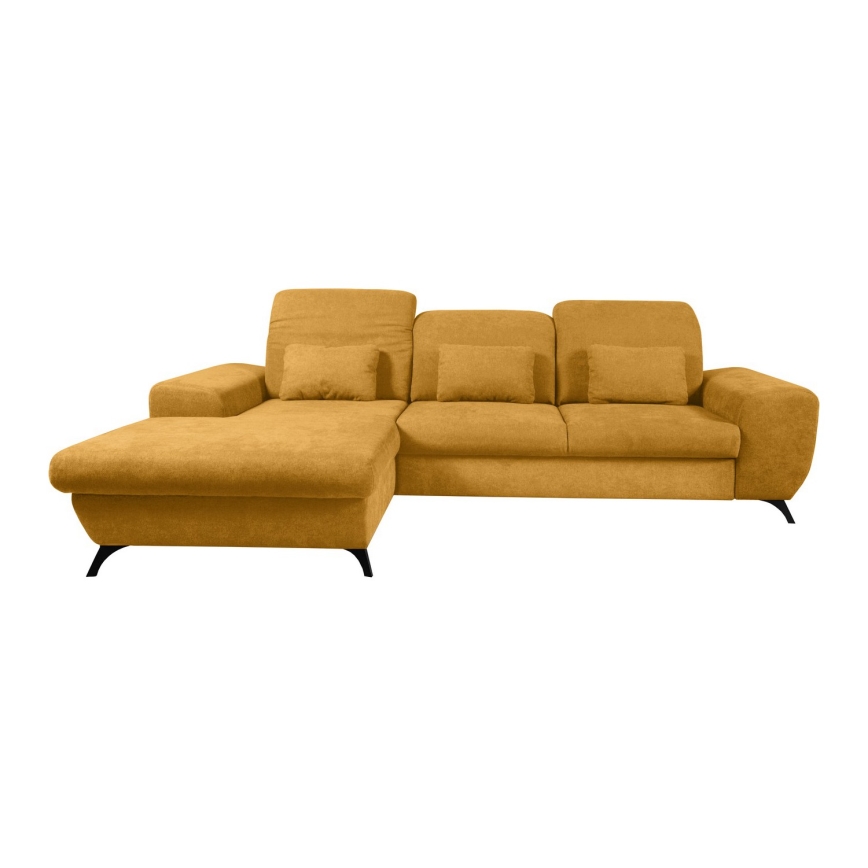 Sofá-cama de canto estofado em L ALTA, com arrumação, canto esquerdo, amarelo