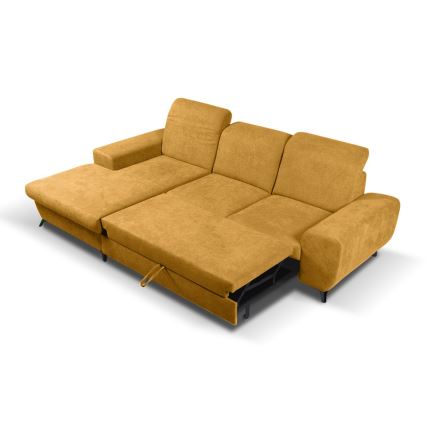 Sofá-cama de canto estofado em L ALTA, com arrumação, canto esquerdo, amarelo