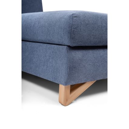 Sofá-cama de canto estofado em L AVESTA, com compartimento de arrumação, canto direito, azul