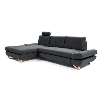 Sofá-cama de canto estofado com arrumação em L AVESTA, lado esquerdo, antracite