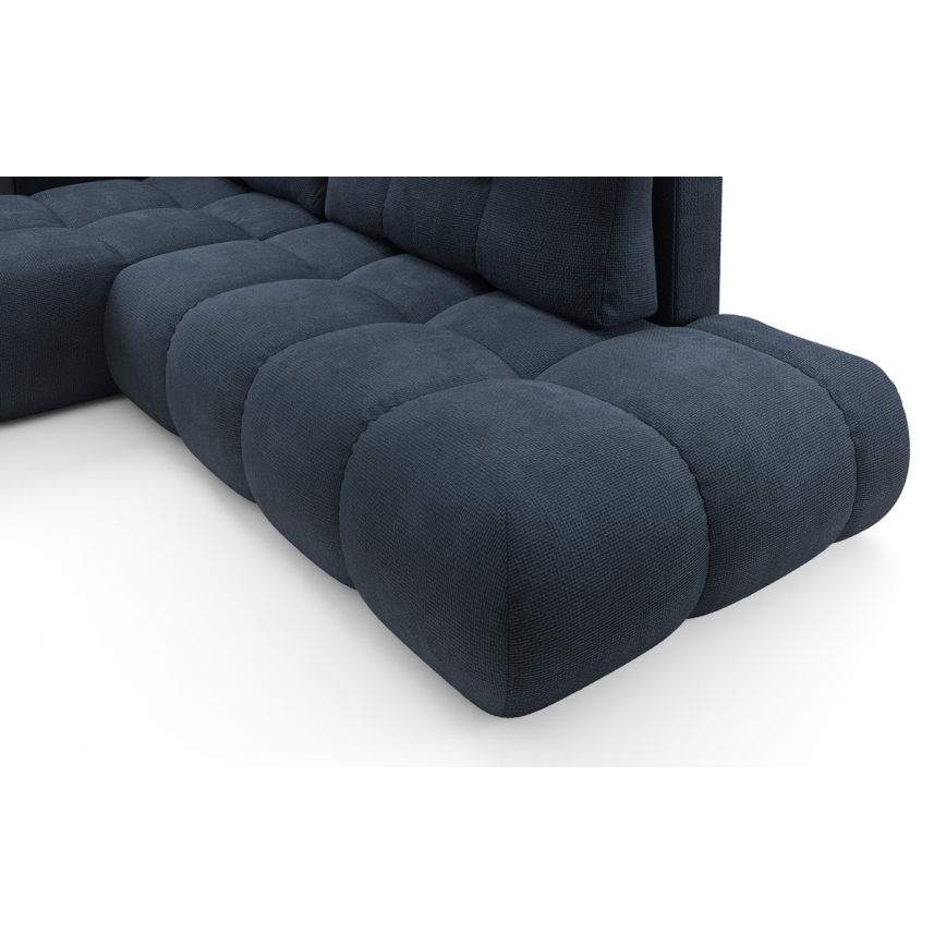 Sofá de canto estofado ALMADA em L, sofá-cama com arrumação, chaise à esquerda, azul