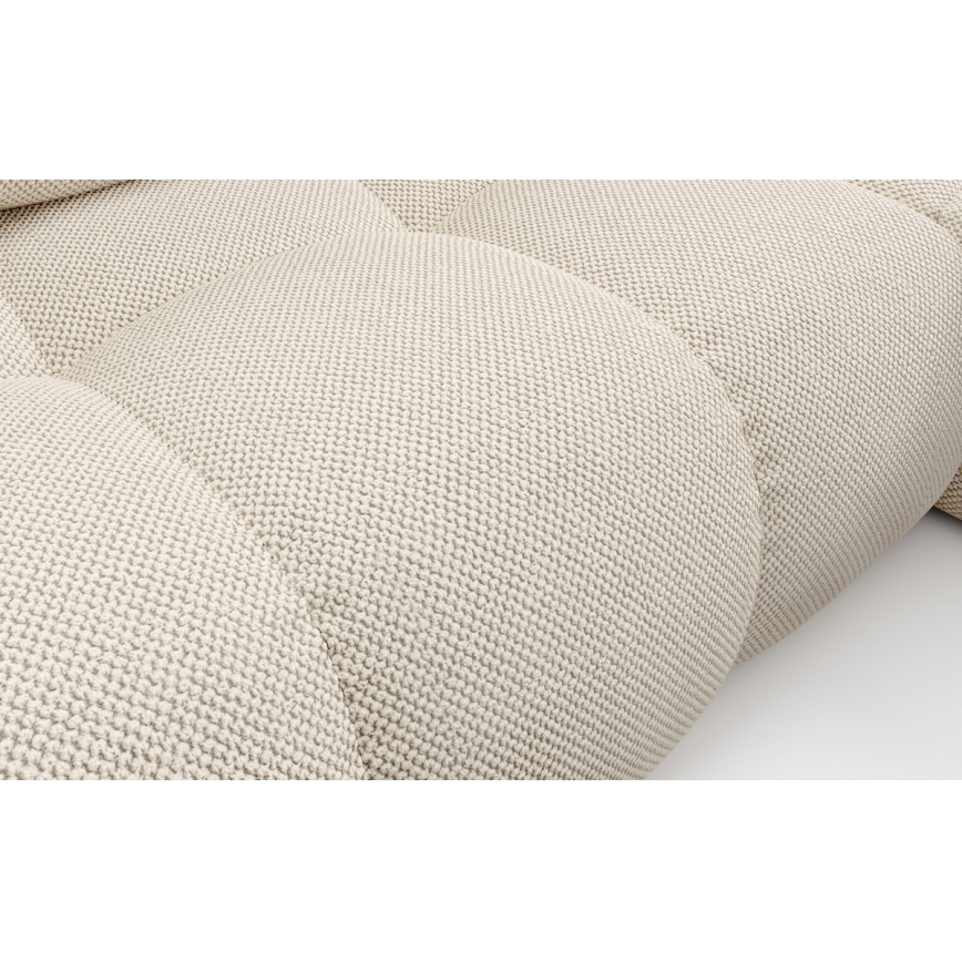 Sofá-cama de canto em L ALMADA, estofado com arrumação, canto direito, bege claro