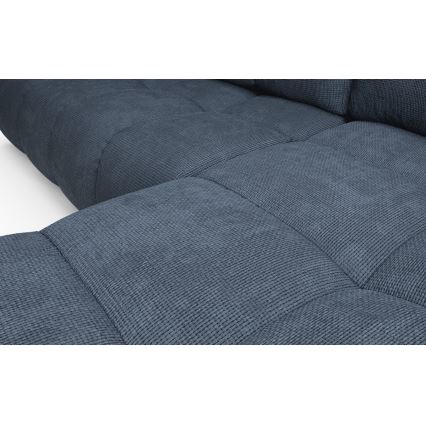 Sofá-cama de canto em L estofado ALMADA com arrumação integrada, versão direita, azul