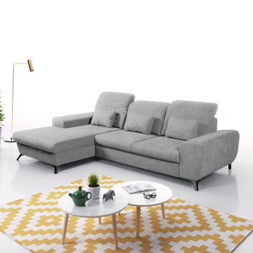 Sofá-cama de canto estofado em L ALTA com arrumação, lado esquerdo, cinzento