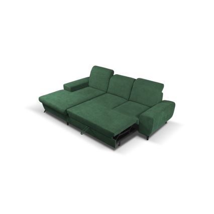 Sofá-cama de canto estofado ALTA com arrumação em L, canto esquerdo, verde