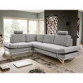 Sofá-cama de canto estofado em L AVESTA, com arrumação, versão esquerda, cinzento