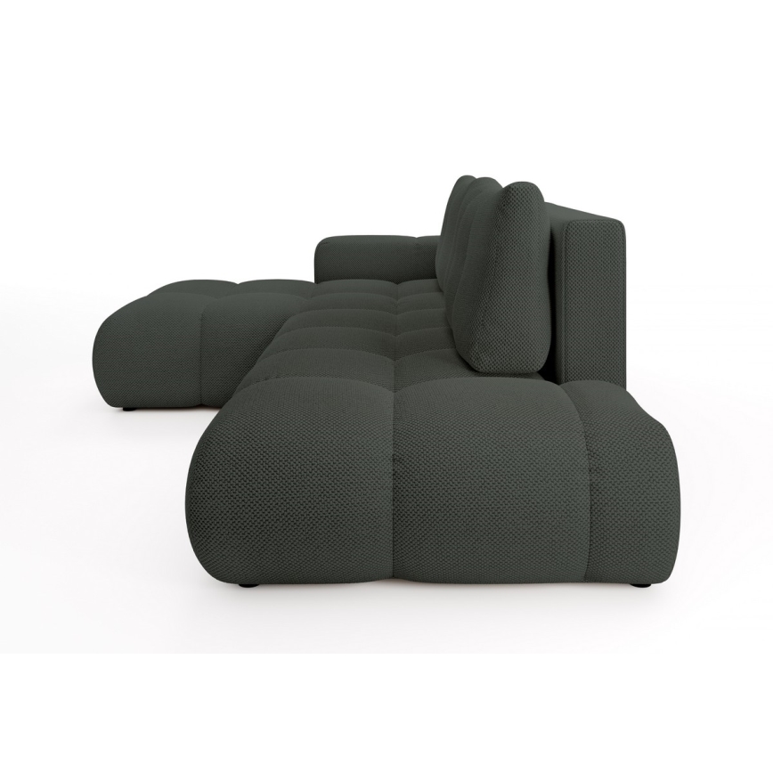 Sofá-cama de canto ALMADA em L, estofado, com arrumação integrada — versão esquerda, antracite