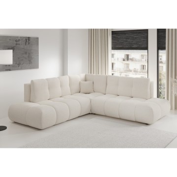 Sofá-cama de canto estofado em L com baú ALMADA, lado esquerdo, bege