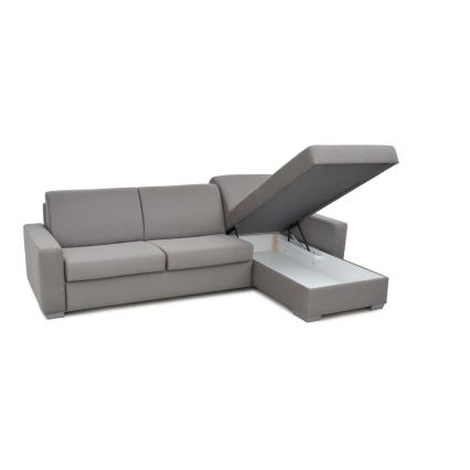 Sofá-cama de canto desdobrável para uso diário com espaço de arrumação em L LEKA direito cinza
