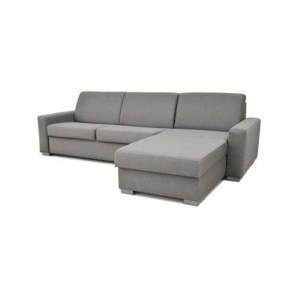 Sofá-cama de canto desdobrável para uso diário com espaço de arrumação em L LEKA direito cinza