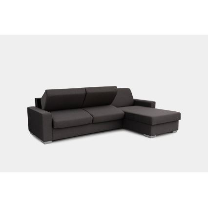 Sofá-cama de canto desdobrável para uso diário com espaço de arrumação em L LEKA, lado direito, castanho