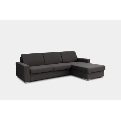 Sofá-cama de canto desdobrável para uso diário com espaço de arrumação em L LEKA, lado direito, castanho