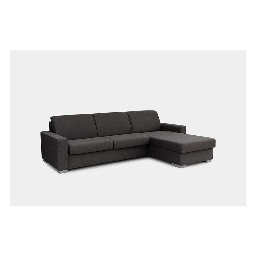 Sofá-cama de canto desdobrável para uso diário com espaço de arrumação em L LEKA, lado direito, castanho