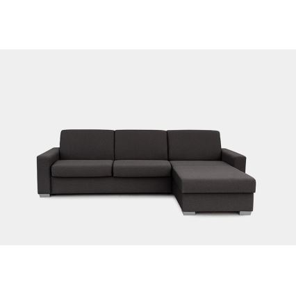 Sofá-cama de canto desdobrável para uso diário com espaço de arrumação em L LEKA, lado direito, castanho