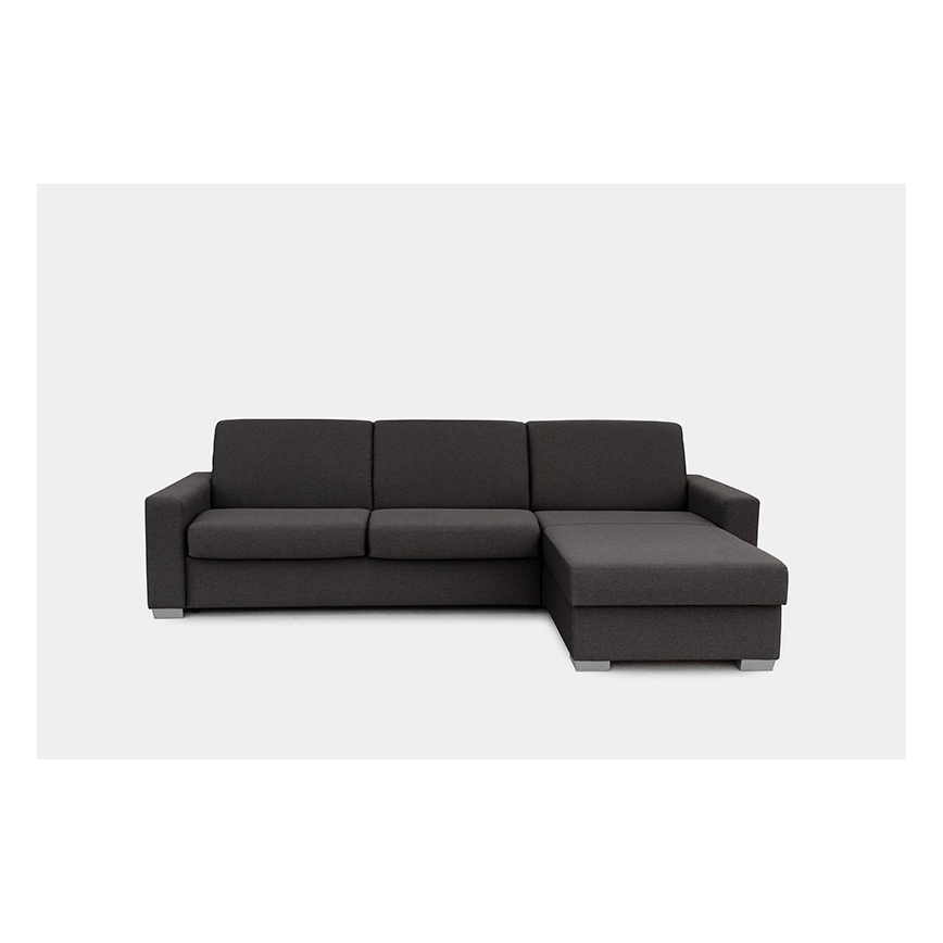 Sofá-cama de canto desdobrável para uso diário com espaço de arrumação em L LEKA, lado direito, castanho