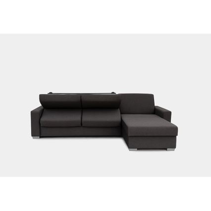 Sofá-cama de canto desdobrável para uso diário com espaço de arrumação em L LEKA, lado direito, castanho