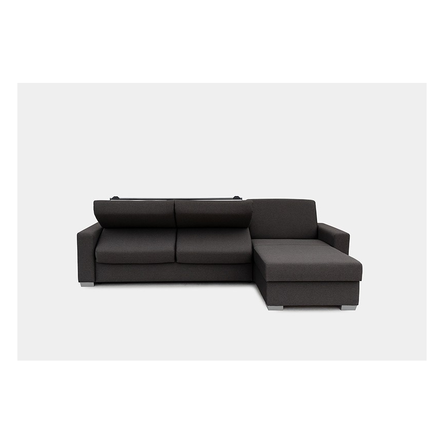 Sofá-cama de canto desdobrável para uso diário com espaço de arrumação em L LEKA, lado direito, castanho
