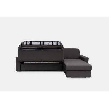 Sofá-cama de canto desdobrável para uso diário com espaço de arrumação em L LEKA, lado direito, castanho