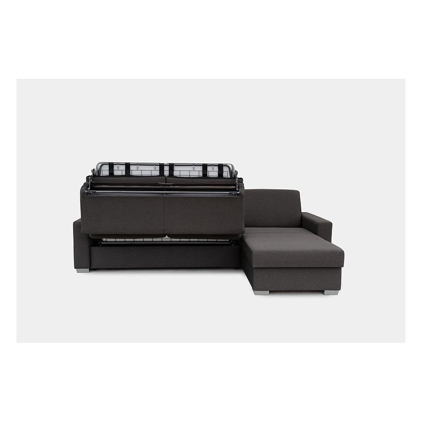 Sofá-cama de canto desdobrável para uso diário com espaço de arrumação em L LEKA, lado direito, castanho