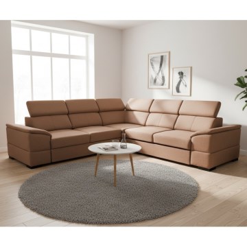 Sofá-cama de canto reversível com baú de arrumação GRANADA, castanho