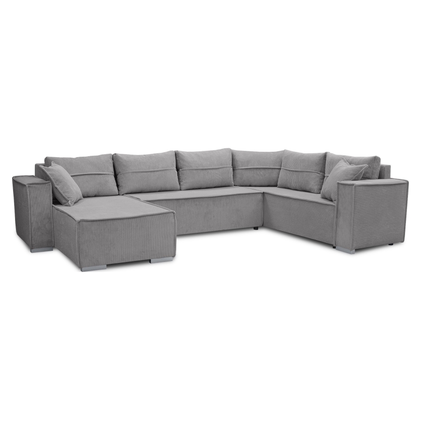 Sofá-cama de canto reversível em U LONDON cinzento