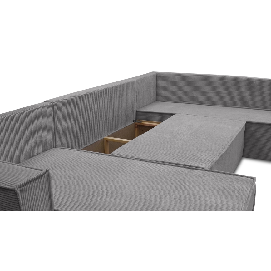 Sofá-cama de canto reversível em U LONDON cinzento