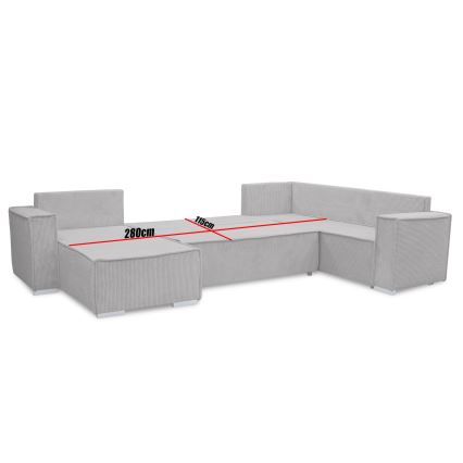 Sofá-cama de canto reversível em U LONDON cinzento