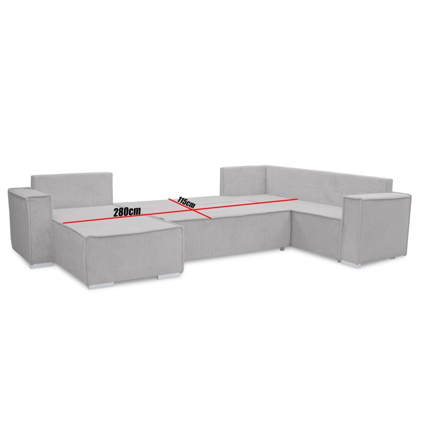 Sofá-cama de canto reversível em U LONDON cinzento