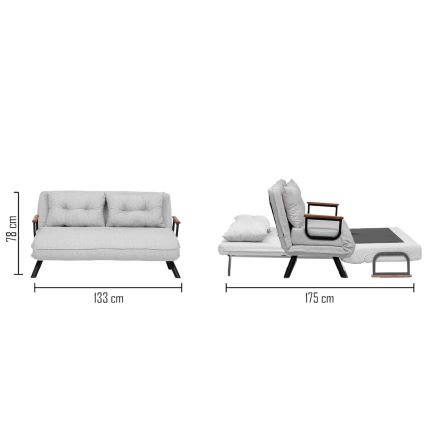 Sofá-cama de dois lugares QIRA cinzento