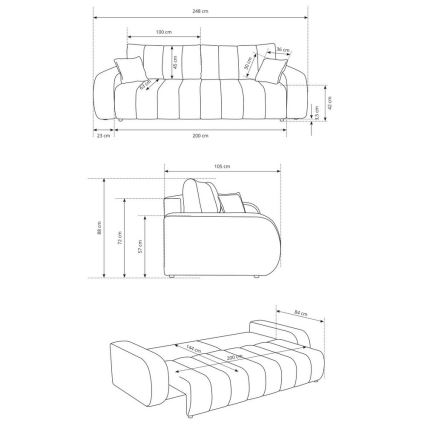 Sofá-cama de três lugares DESIO, bege