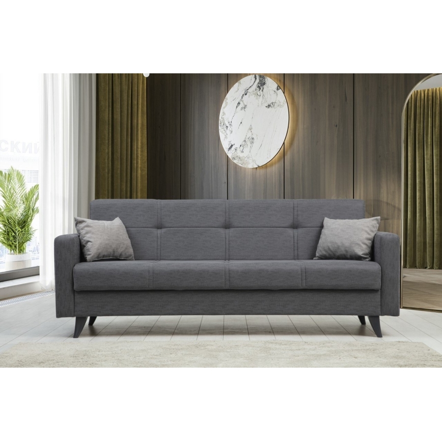 Sofá-cama de três lugares KORFU cinzento escuro
