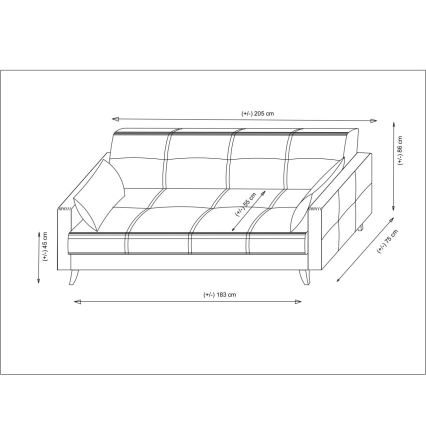 Sofá-cama de três lugares KORFU cinzento escuro