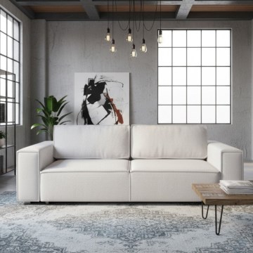 Sofá-cama desdobrável de três lugares com espaço de arrumação RONDA bege