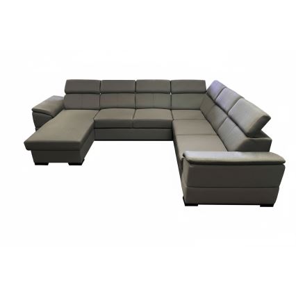 Sofá-cama extensível com canto universal em U e arrumação integrada GRANADA, cinzento escuro