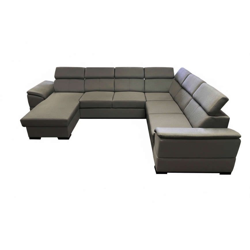 Sofá-cama extensível com canto universal em U e arrumação integrada GRANADA, cinzento escuro