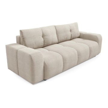 Sofá-cama estofado de três lugares ALMADA com compartimento de arrumação, bege