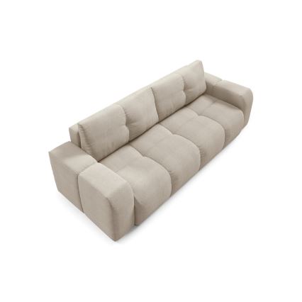 Sofá-cama estofado de três lugares ALMADA com compartimento de arrumação, bege