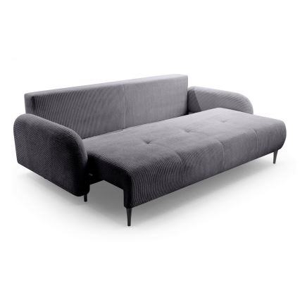 Sofá-cama estofado de três lugares CLOUDY, cinzento