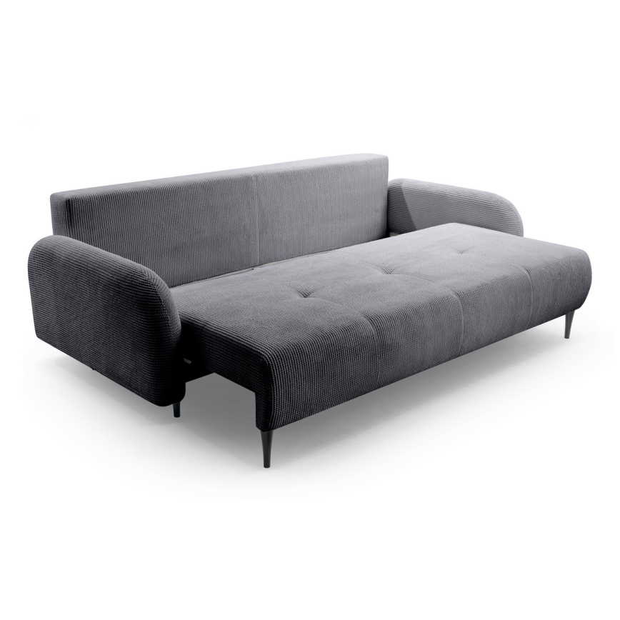 Sofá-cama estofado de três lugares CLOUDY, cinzento