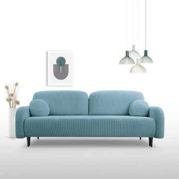 Sofá-cama estofado de três lugares CLOUDY, turquesa