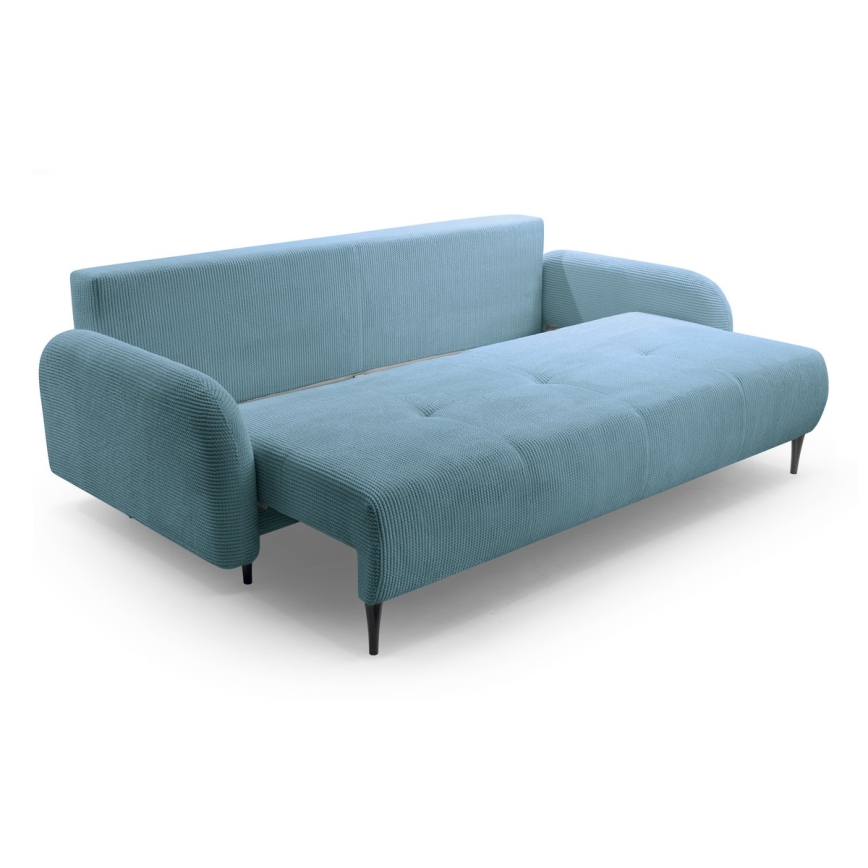 Sofá-cama estofado de três lugares CLOUDY, turquesa