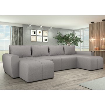 Sofá-cama estofado em U NEWPORT, orientação universal, cinzento