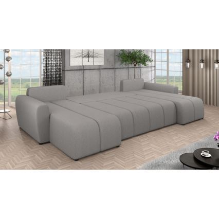 Sofá-cama estofado em U NEWPORT, orientação universal, cinzento