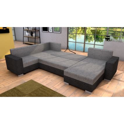 Sofá-cama estofado em U YORK - Reversível, Cinza/Bege/Marrom