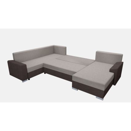 Sofá-cama estofado reversível em U OXFORD castanho/taupe