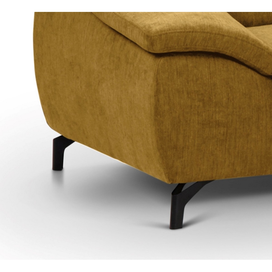 Sofá de canto reclinável em L BRESCIA com espaço de armazenamento, lado direito, amarelo