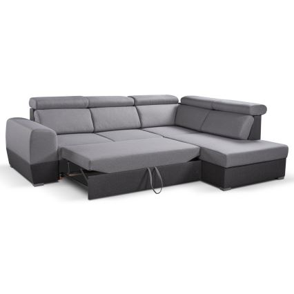 Sofá-canto reclinável em L com espaço de arrumação MATRIX cinza direito