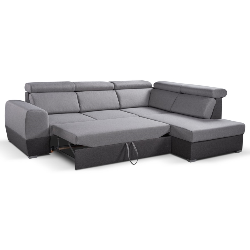 Sofá-canto reclinável em L com espaço de arrumação MATRIX cinza direito