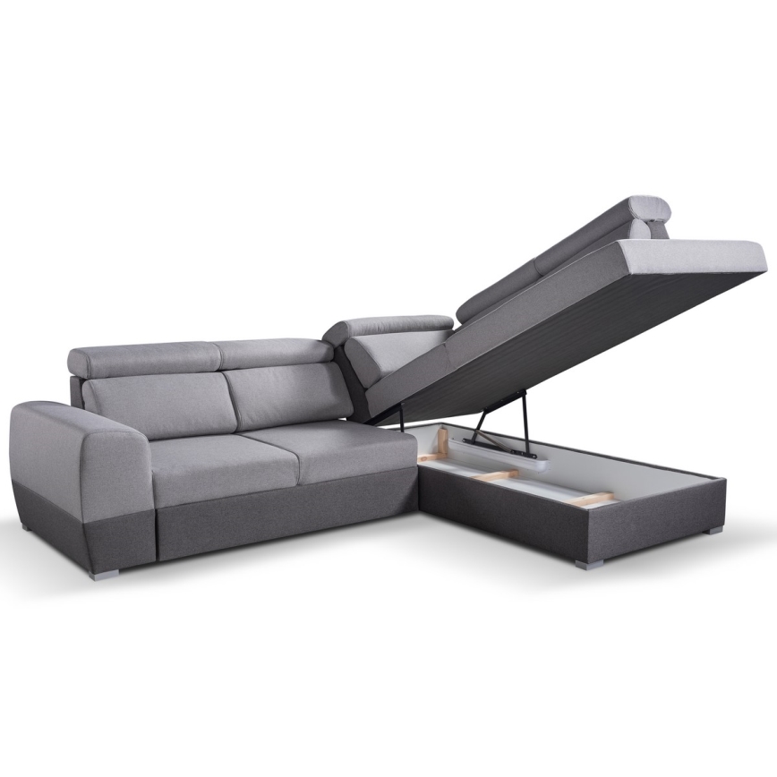 Sofá-canto reclinável em L com espaço de arrumação MATRIX cinza direito